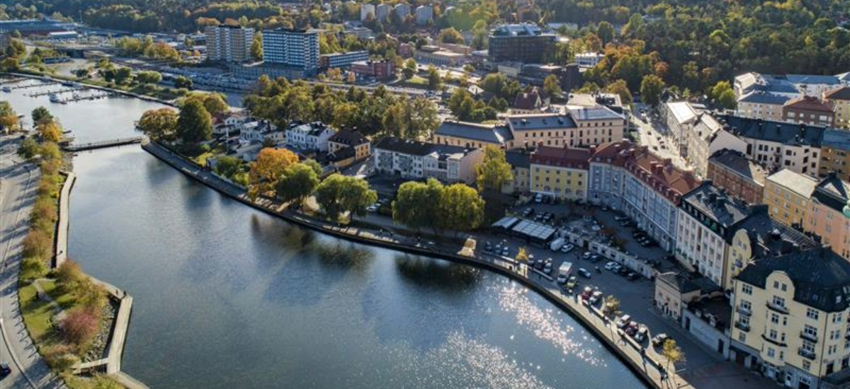 Flygbild över inre Maren i Södertälje