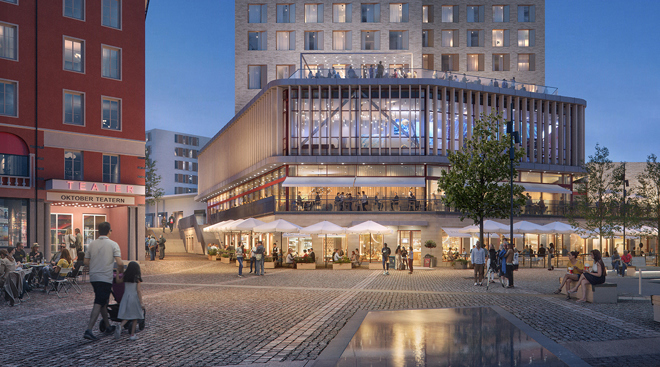 bild på hoteller och kajen vid maren