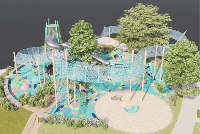 Visuell bild av Slussholmens lekplats