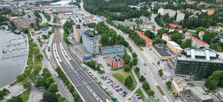 Bild från ovan, område som ska byggas om är inritat