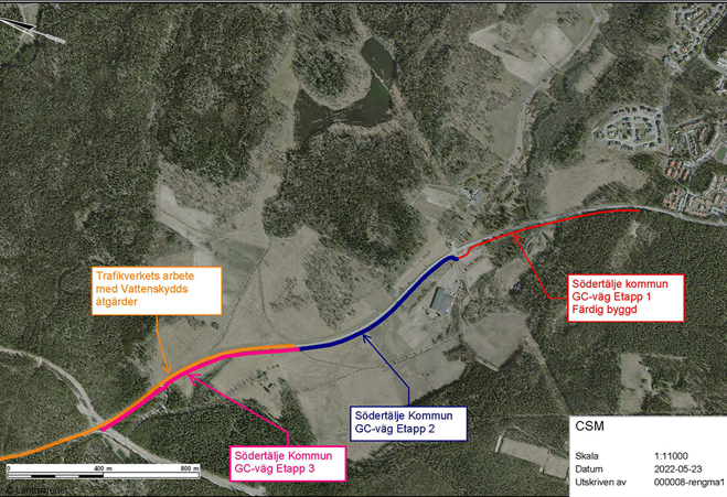 Karta gång- och cykelväg Enhörnaleden