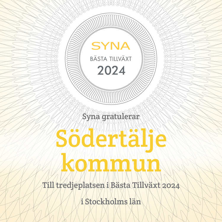  För andra året tar Södertälje kommun hem tredjeplatsen i Bästa Tillväxt i Stockholms län.
