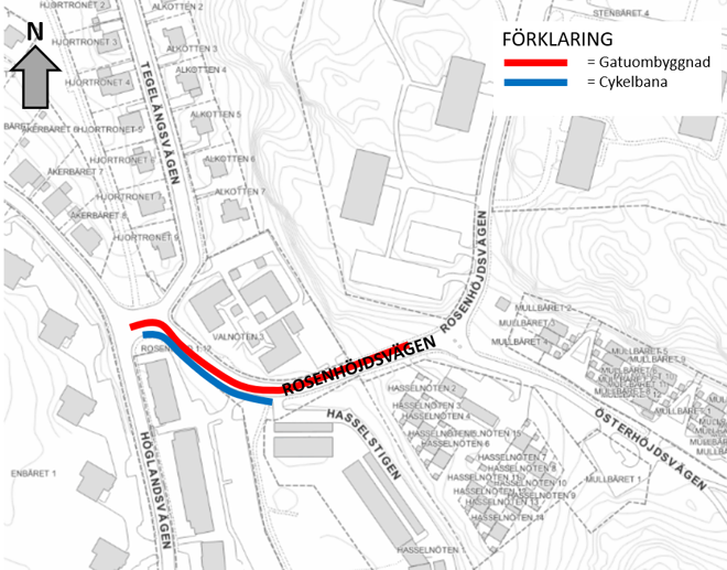 Vägarbete karta Rosenhöjdsvägen