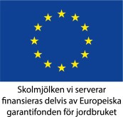Bild EU-flagga, skolmjölken vi serverar är delvis finansierad av EU-garantifonden för  jordbruket